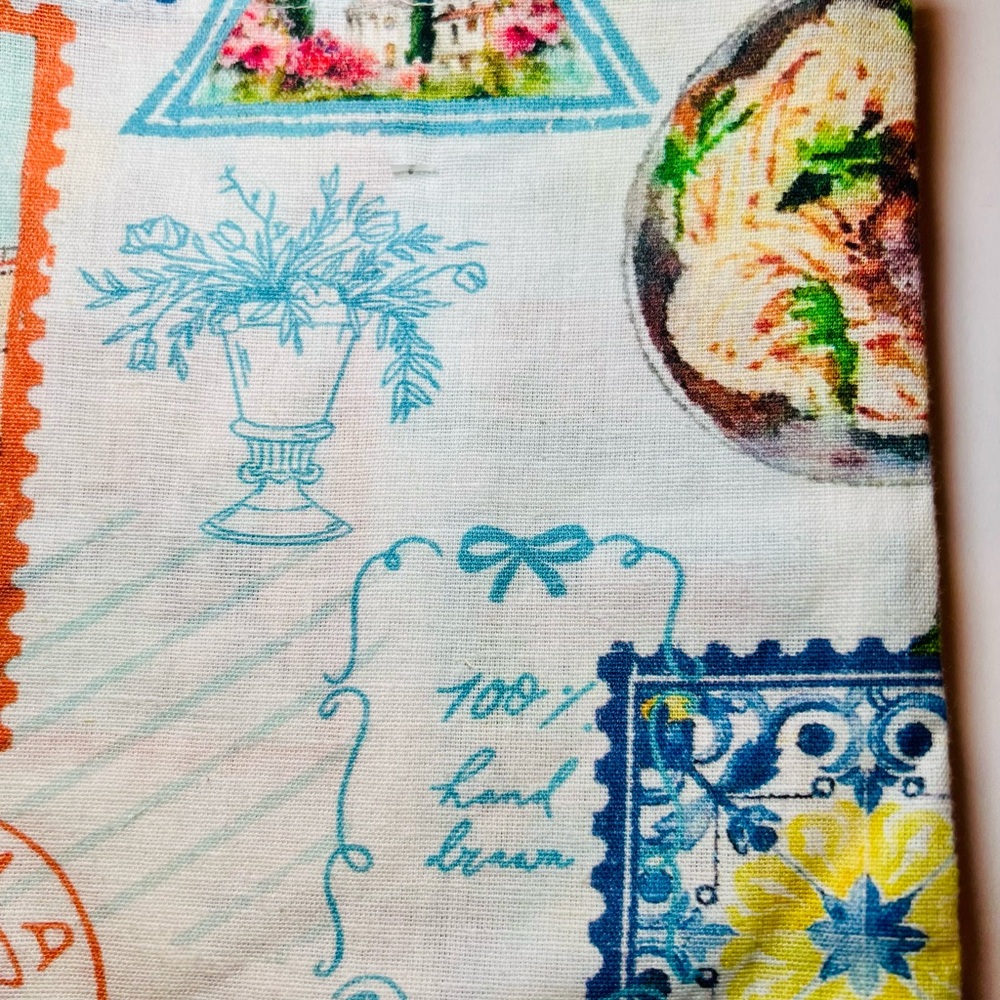 2 Italian Theme Kitchen Tea Towels Lemons Amalfi Coast Landmarks Food Postmarks - Picture 9 of 12